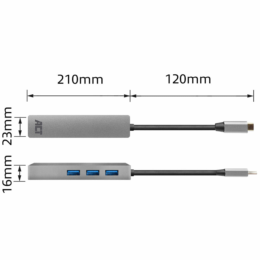USB-C to USB-A Hub 3 ports with Gigabit Ethernet, metal housing