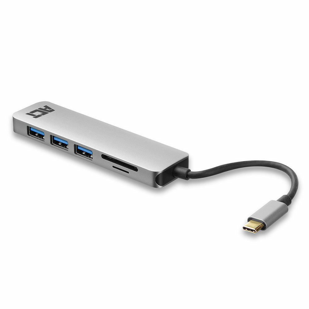 USB-C to USB-A Hub 3 ports with card-reader and PD Pass-through,                metal housing