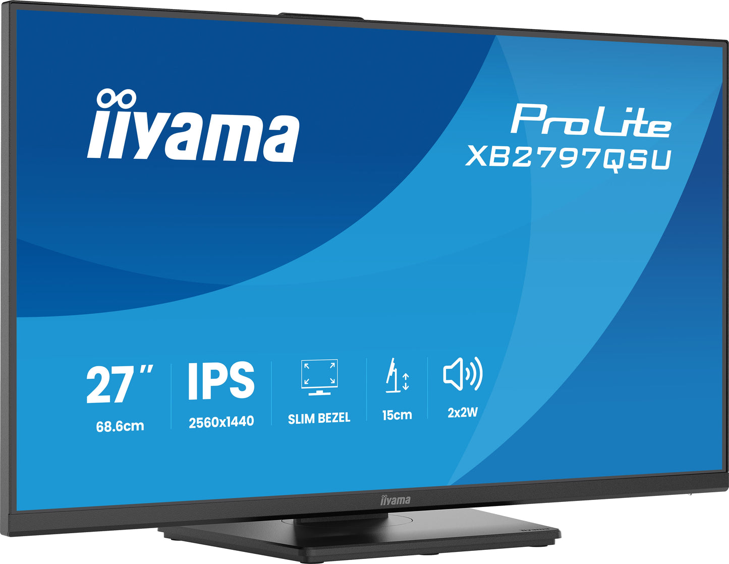 IIYAMA XB2797QSU-B1 27inch IPS QHD 4-side slim bezel EyeComfort 350cd/m2 4ms Speakers 2x HDMI DP 2xUSB 3.2 2xUSB Type-C 15cm Adj.