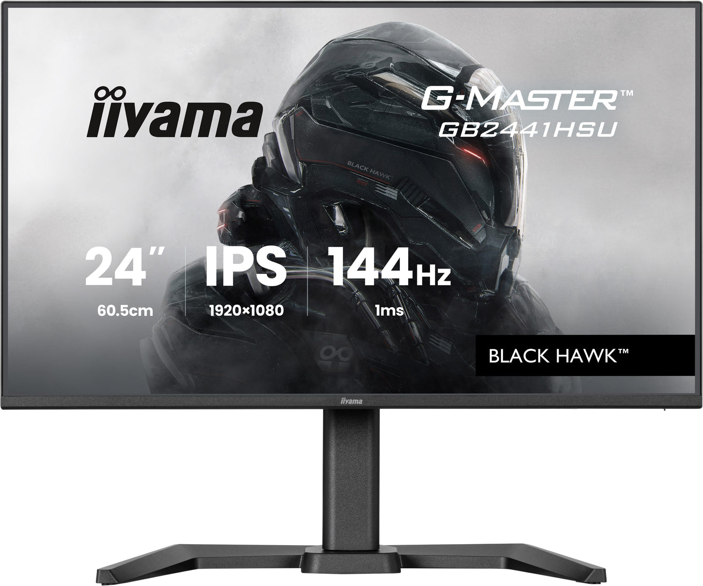 IIYAMA 24WIDE LCD, G-Master Black Hawk, 1920 x 1080, 144 Hz IPS panel, LED Bl., Freesync,  USB-Hub(2xOut v2.0), Pivot, Height Adjust.(15cm)
