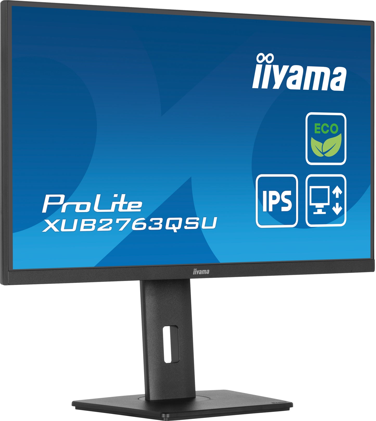 IIYAMA XUB2763QSU-B1 Green Choice 27inch IPS WQHD 100Hz 350cd/m2 2ms HDMI DP 2xUSB 3.2 SpeakersFreeSync 15cm Height Adj. Stand