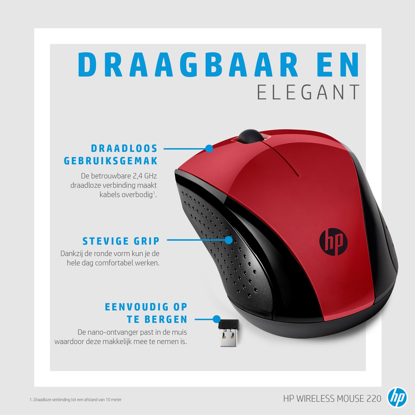 HP Draadloze Muis 220 Rood