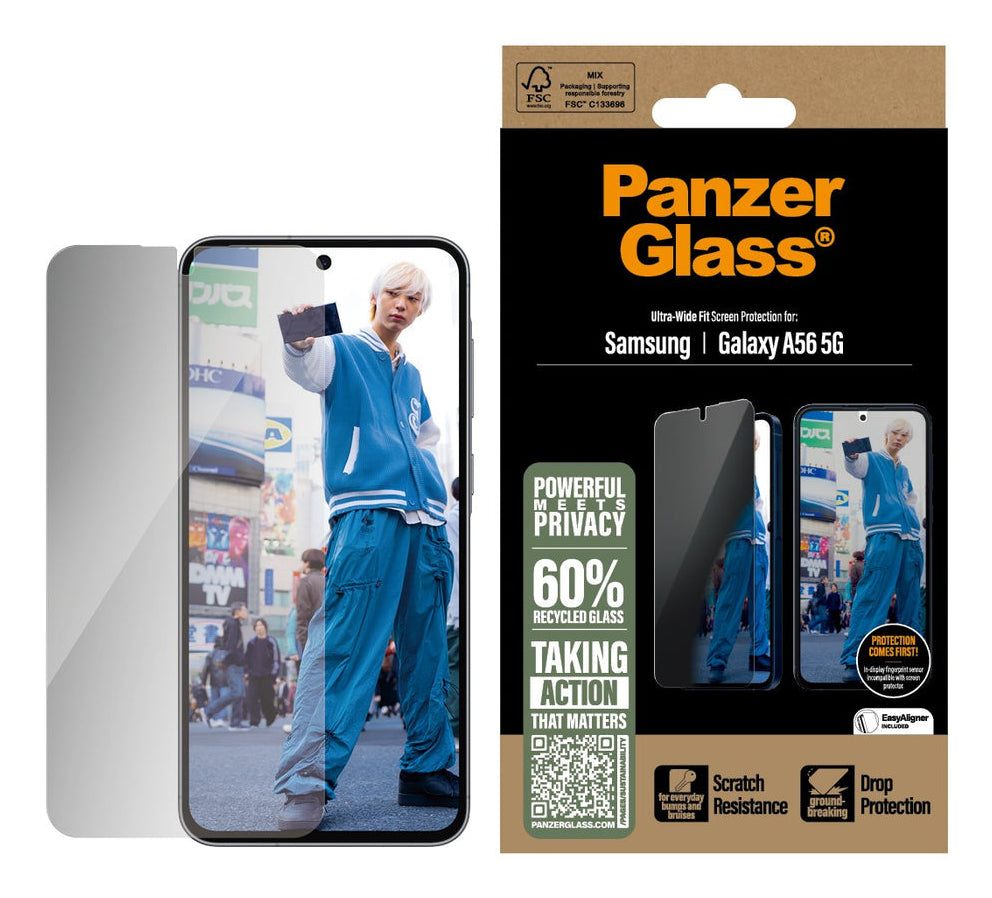 PanzerGlass Privacy Ultra-Wide Fit Glass - Clear - voor Samsung Galaxy A56 5G