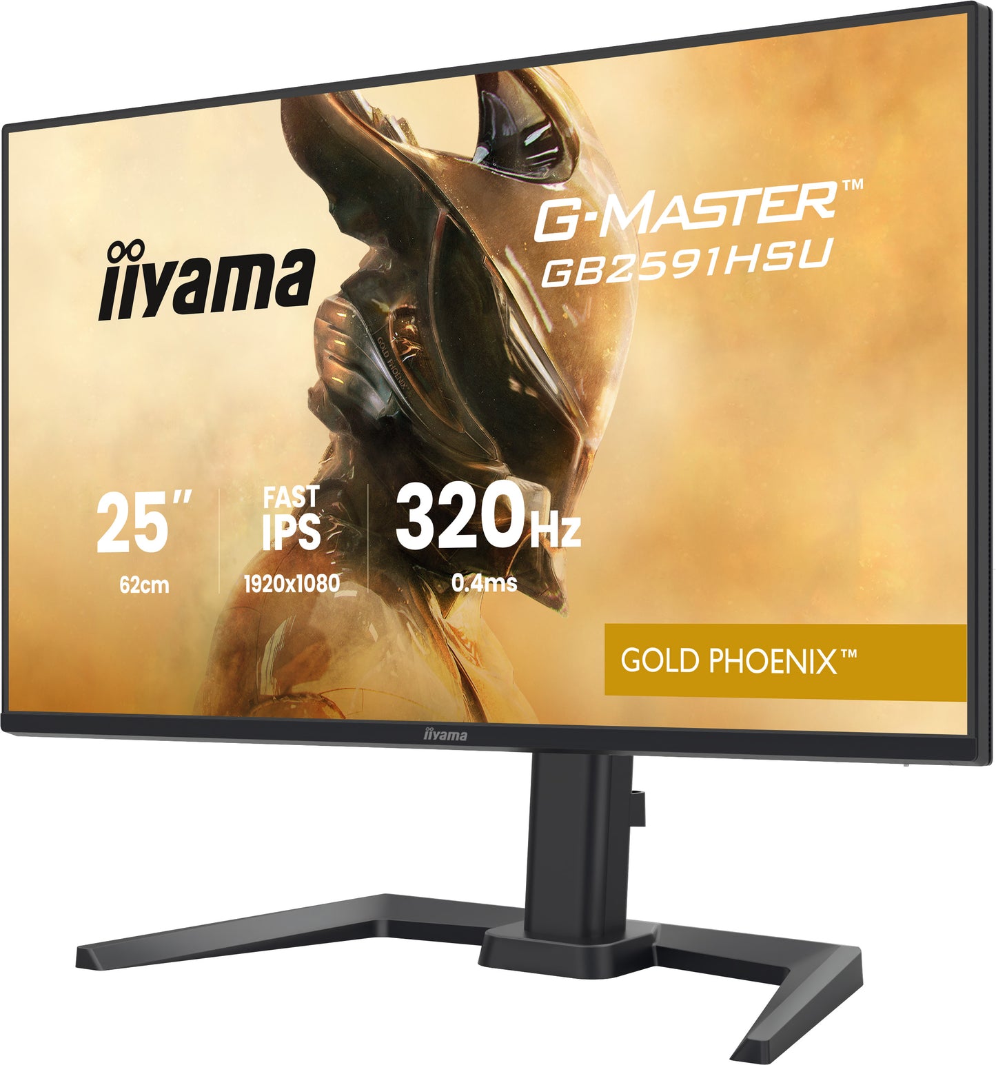 IIYAMA GB2591HSU-B1 G-Master Gold Phoenix 24.5inch Fast IPS FHD 320Hz 350cd/m2 0.4ms 2xHDMI 2.1 DP USB 2x3.2+2xC Speakers 15cm Adj.