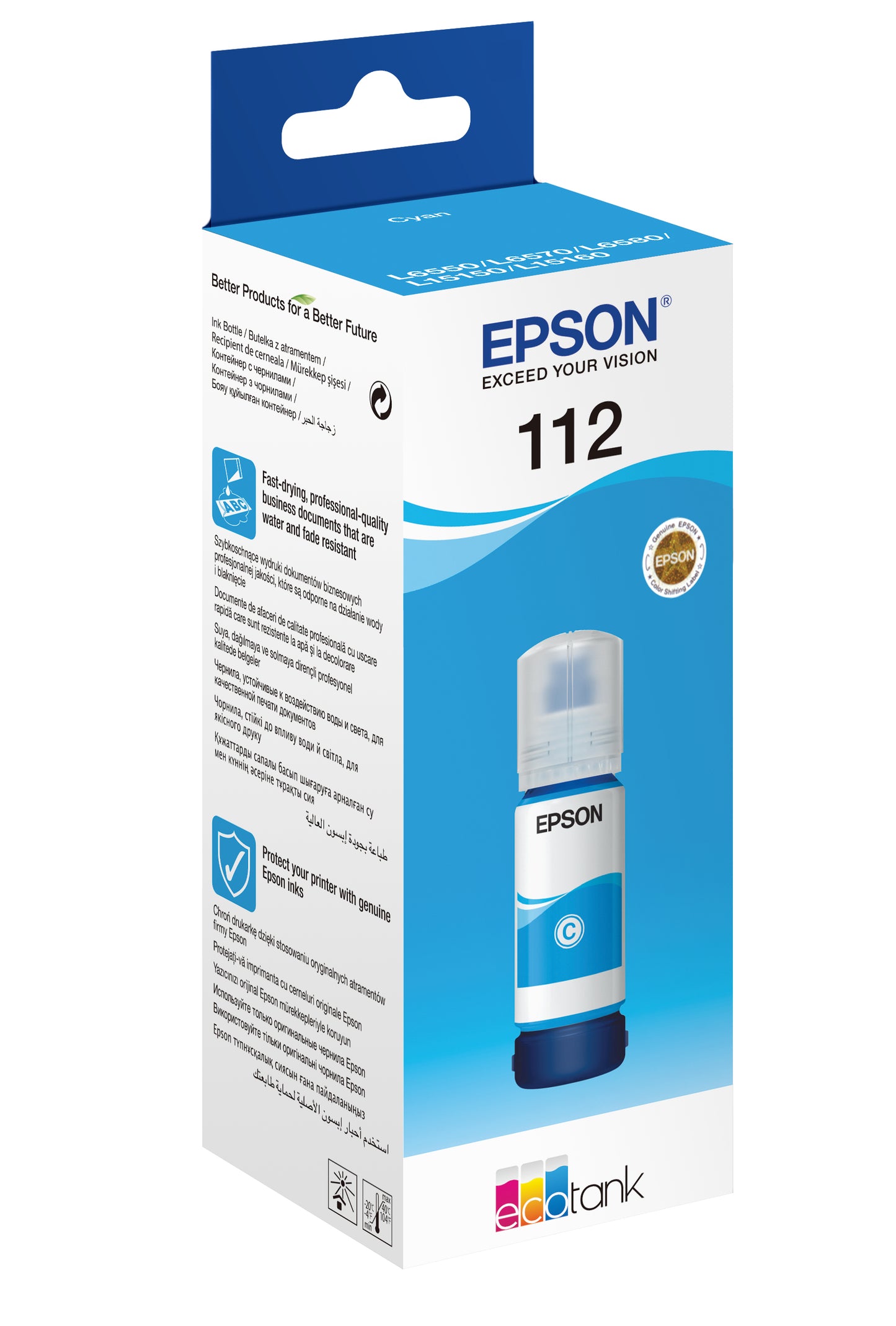 EPSON 112 EcoTank Pigment Cyan ink bottle