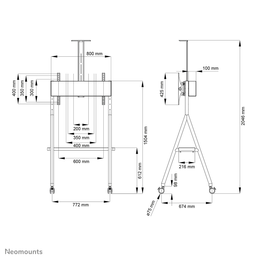 Mobile Flat Screen Floor Stand (height: 110 - 144 cm)