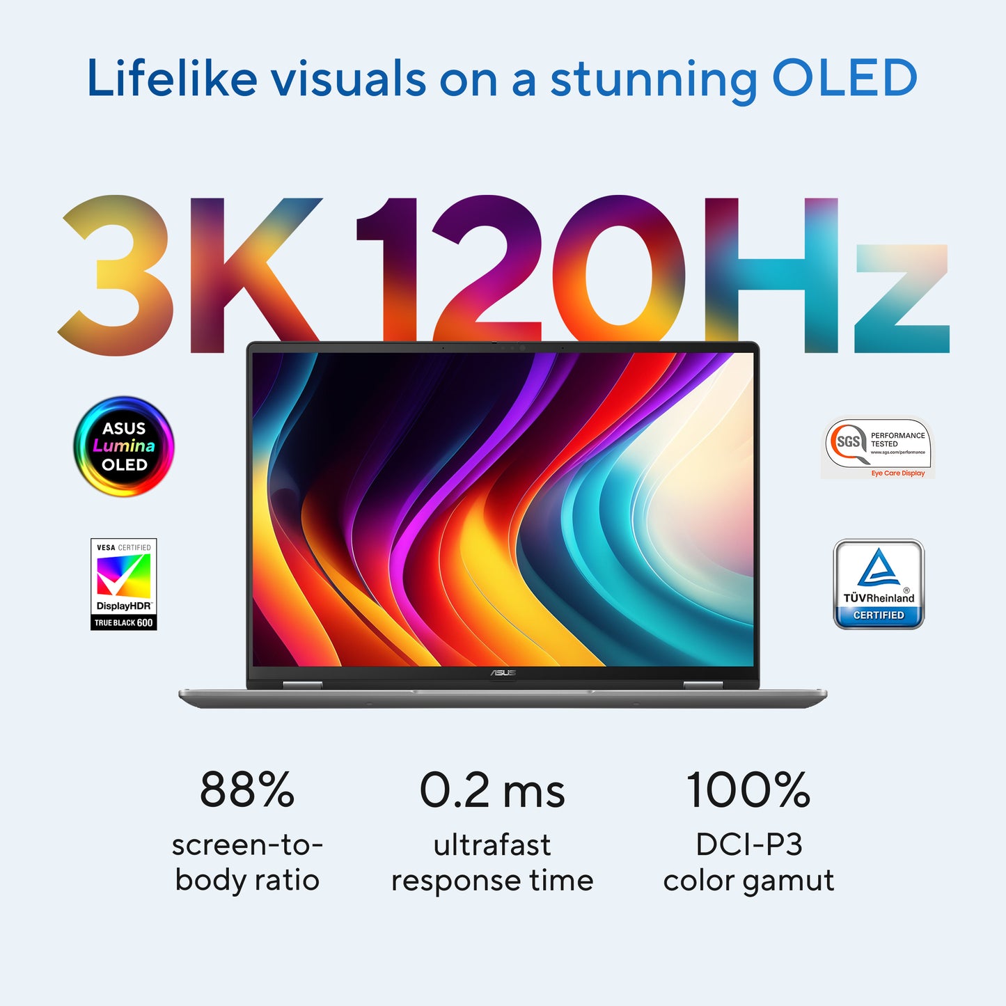 ASUS Vivobook 16 Flip, 16inch 3K OLED TOUCH, Intel Ultra 7 285V, 32GB, 1TB PCIe NVMe SSD, Intel Arc Graphics, Grijs, W11 Home