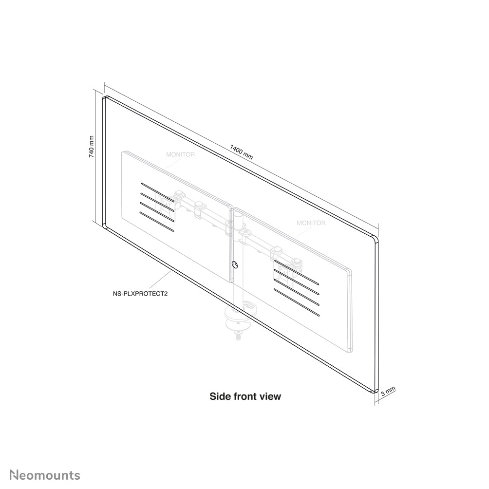Transparent Protection Screen for dual monitor use - assembly on VESA 100x100 mm