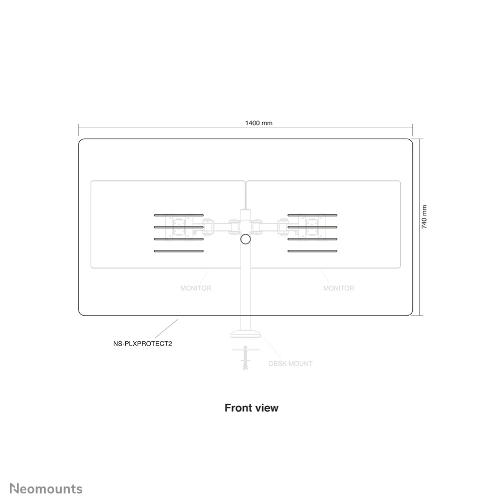 Transparent Protection Screen for dual monitor use - assembly on VESA 100x100 mm