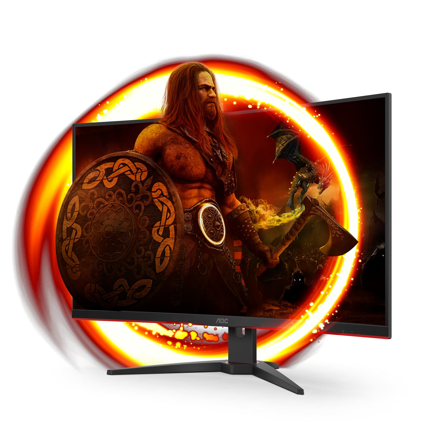 AOC Curved Gaming Monitor, 32inch, Full HD, VA Panel, 2x HDMI,   DisplayPort, 1ms, 240Hz, AMD FreeSync, narrow bezel, Black/Red