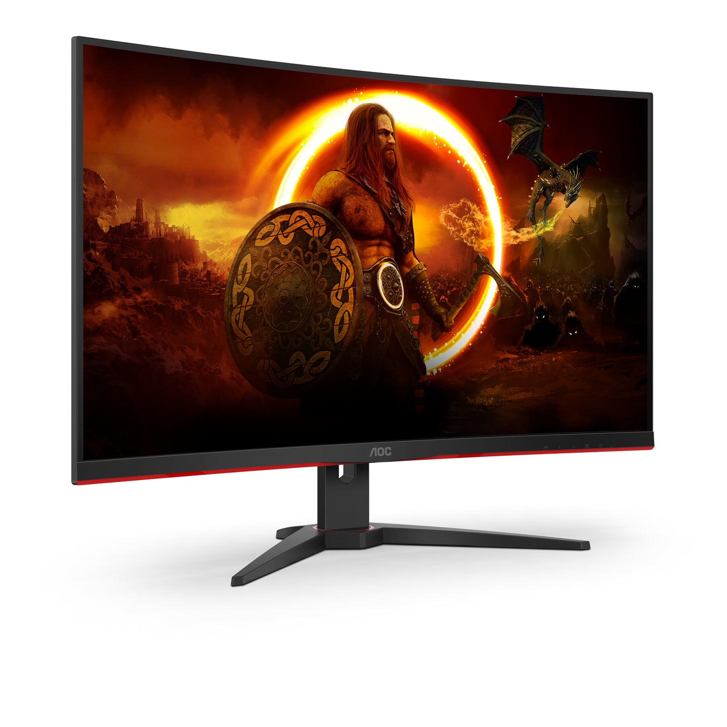 AOC Curved Gaming Monitor, 32inch, Full HD, VA Panel, 2x HDMI,   DisplayPort, 1ms, 240Hz, AMD FreeSync, narrow bezel, Black/Red
