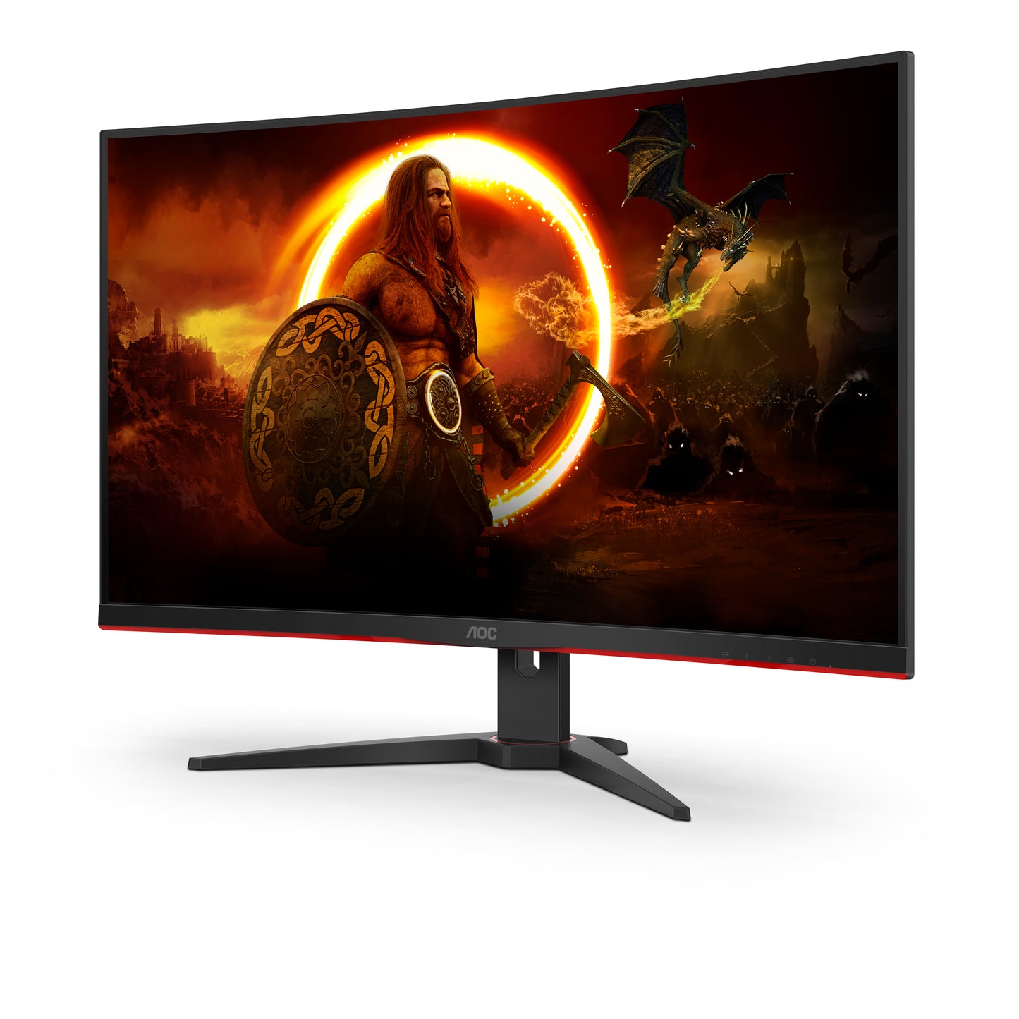 AOC Curved Gaming Monitor, 32inch, Full HD, VA Panel, 2x HDMI,   DisplayPort, 1ms, 240Hz, AMD FreeSync, narrow bezel, Black/Red