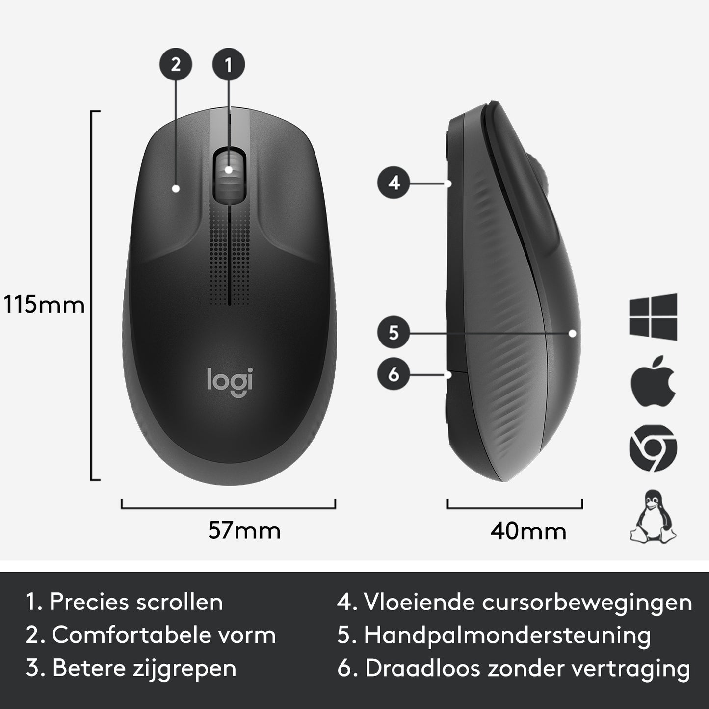 Logitech wireless mouse m190 black