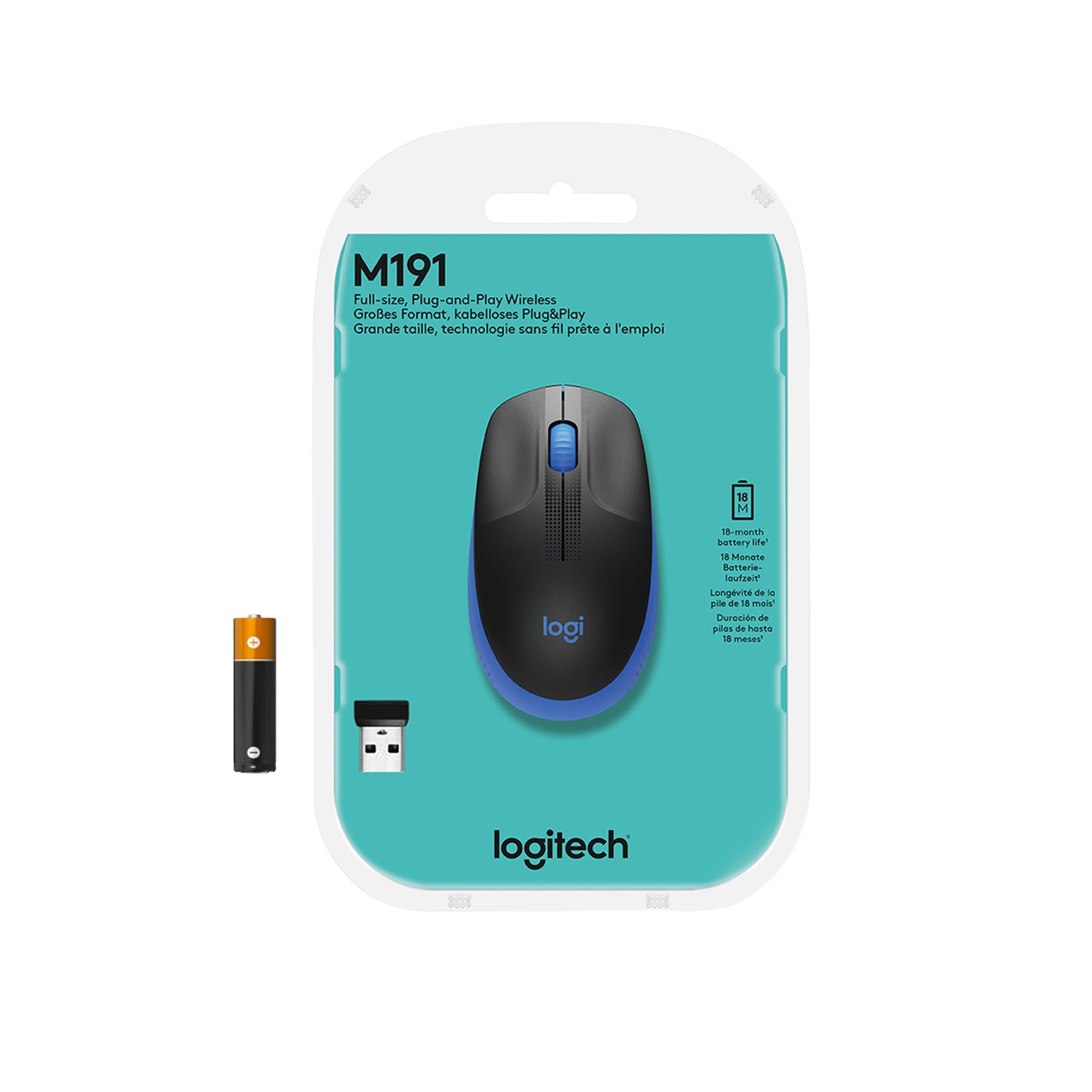 Logitech wireless mouse m190 blue