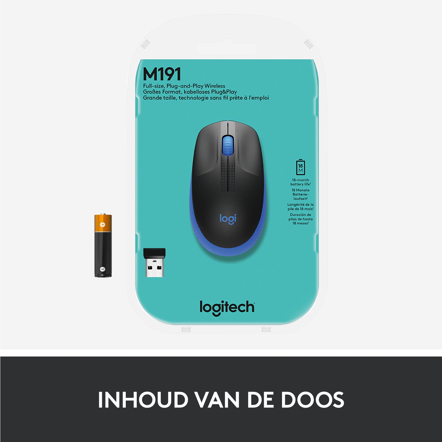 Logitech wireless mouse m190 blue