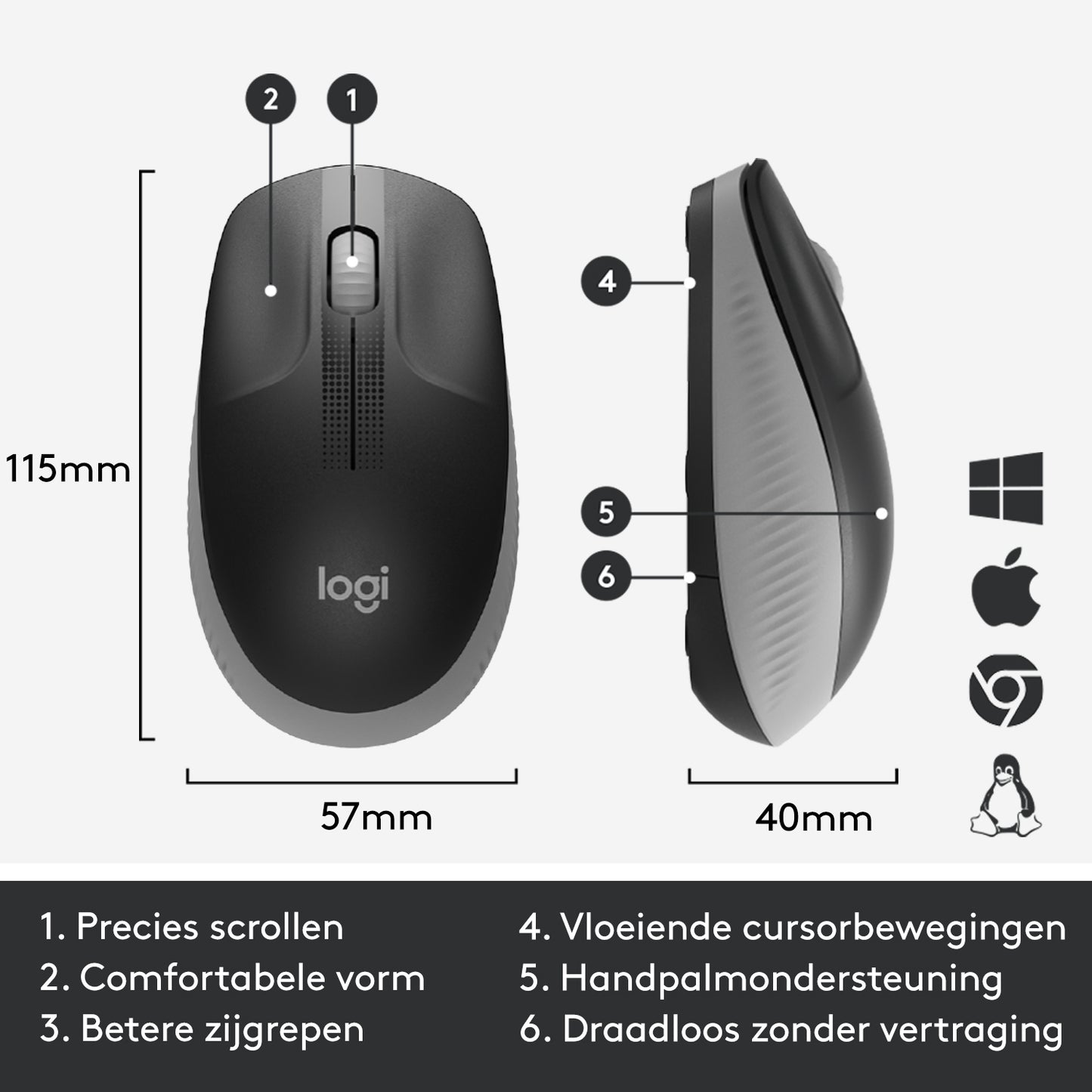 Logitech wireless mouse m190 grey