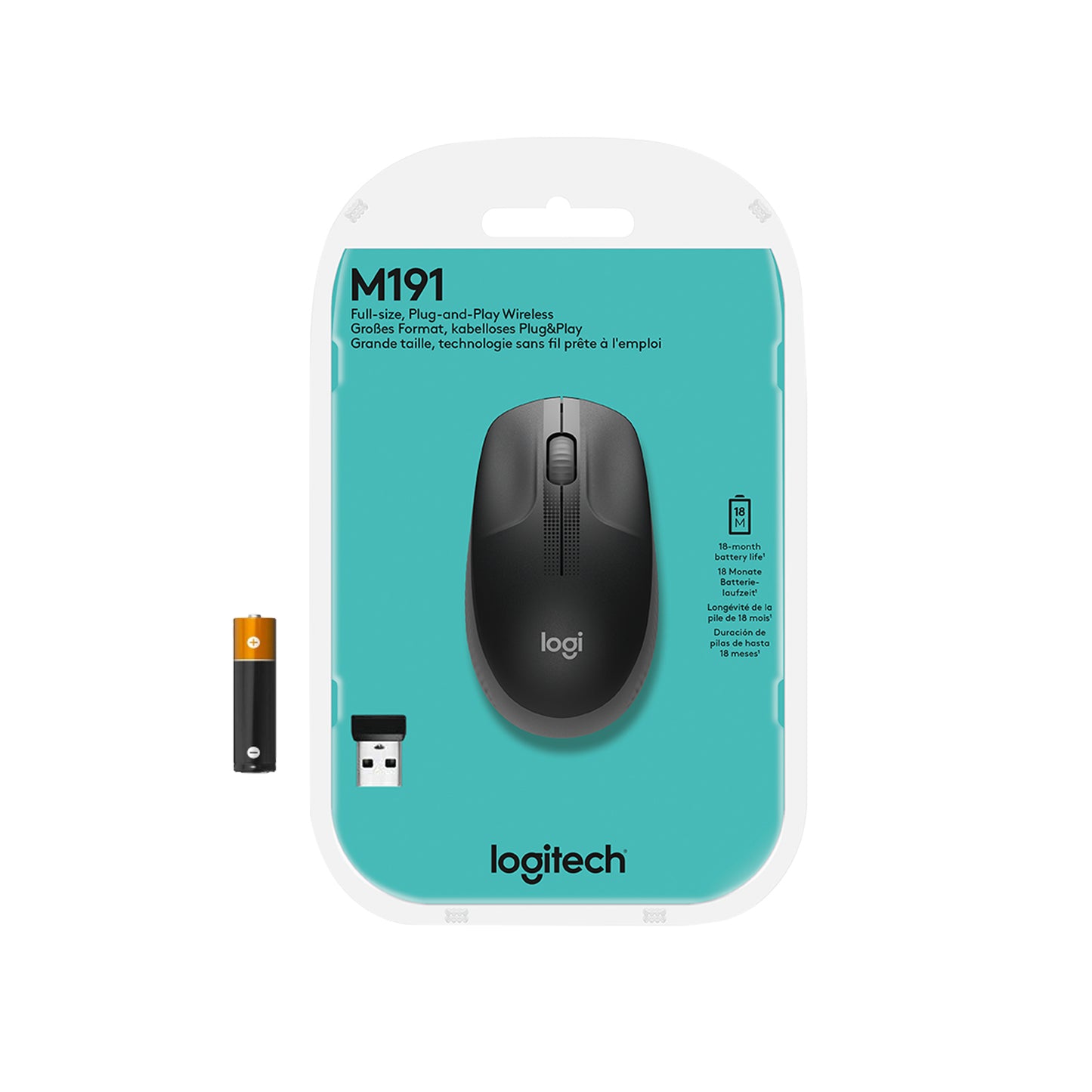 Logitech wireless mouse m190 grey
