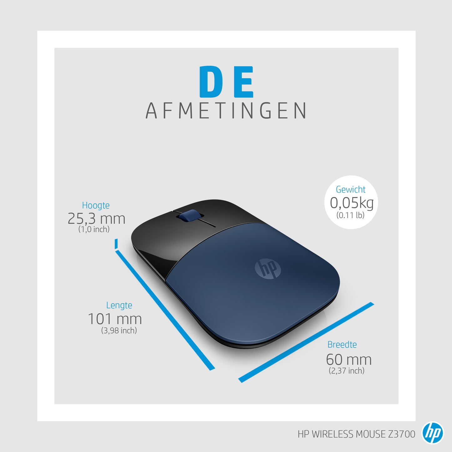 HP draadloze muis Z3700 blauw
