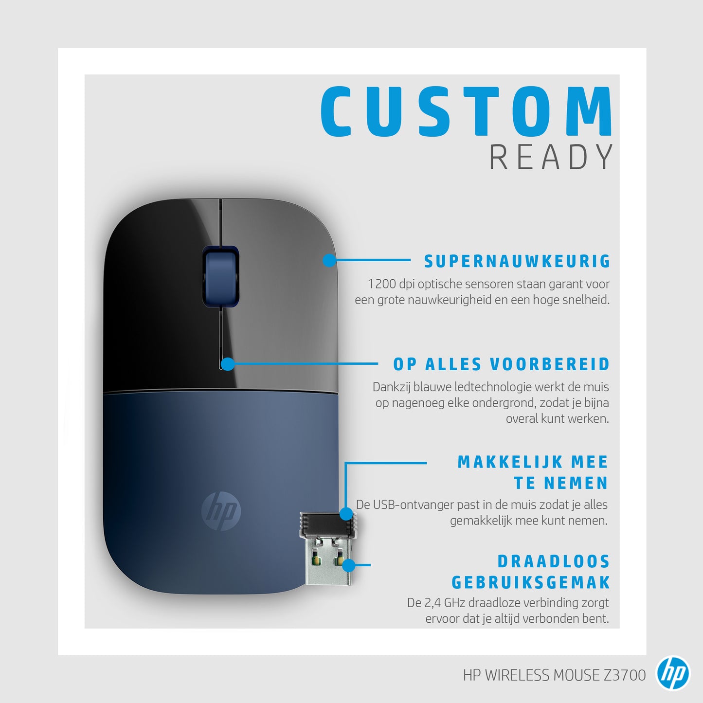 HP draadloze muis Z3700 blauw