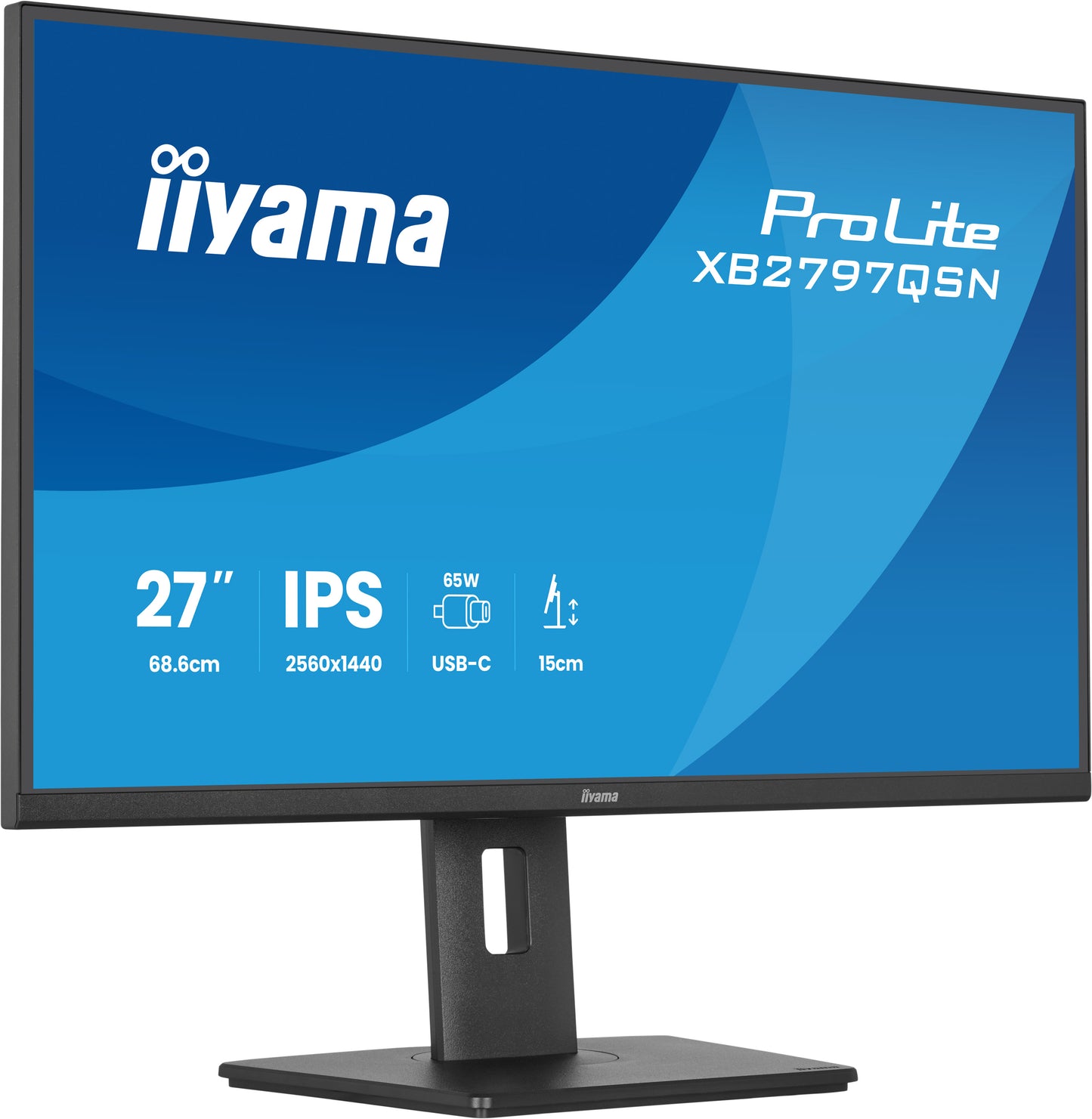 Iiyama Prolite XB2797QSN-B1 27WIDE LCD, 2560 x 1440 QHD, IPS panel, LED Bl., Adaptive Sync, USB-Hub (2xOut v3.2 +2xUSB-C(7,5 Watt)), Pivot,
