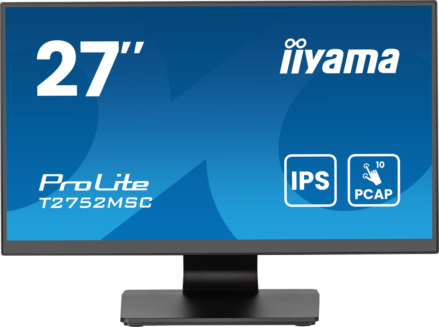 IIYAMA 27WIDE LCD Bonded Projective Capacitive 10-Points Touch Screen, 1920 x 1080, IPS panel, LED Bl., Flat Bezel Free Glass Front, Speake