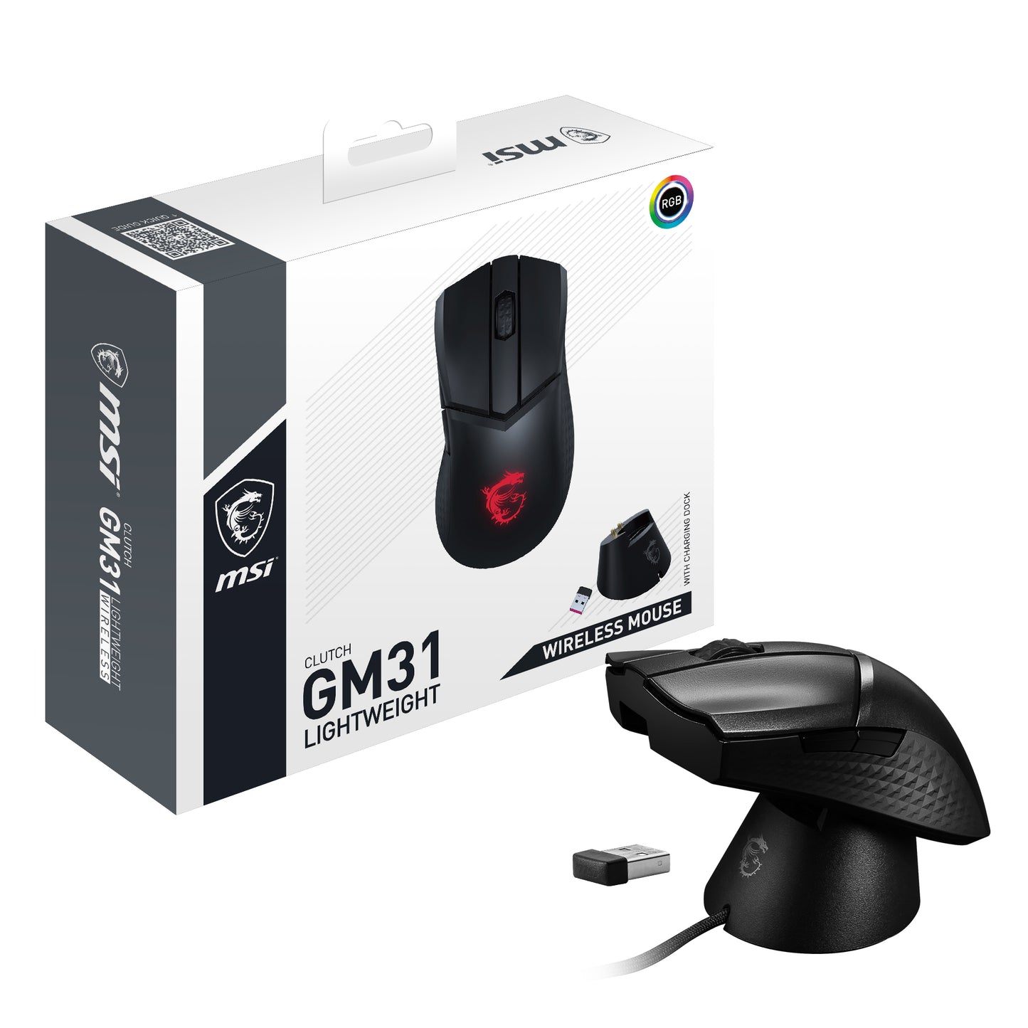 MSI GM31 Clutch Lightweight Gaming Mouse Wireless S12-4300980-CLA