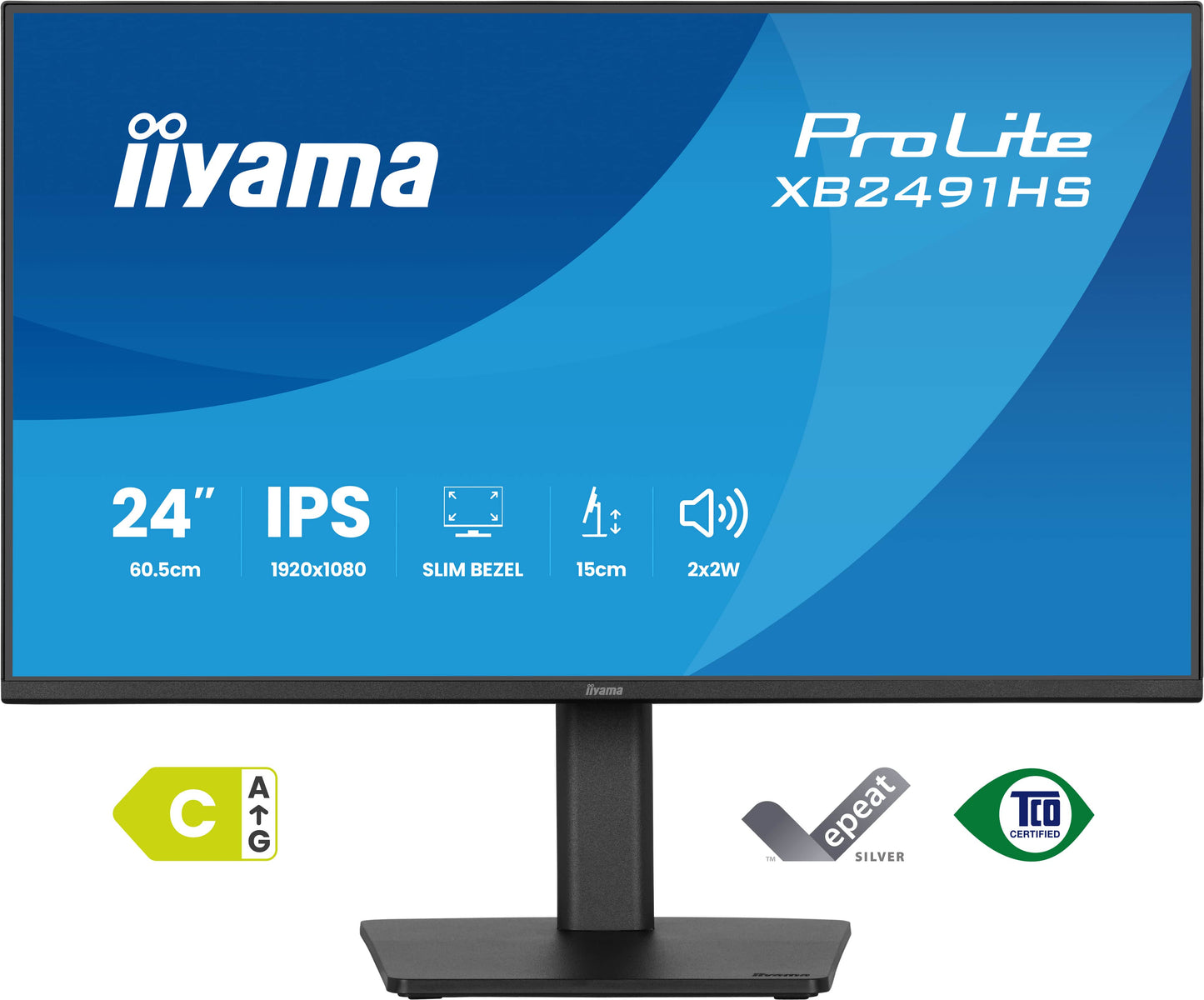 Iiyama Prolite XB2491HS-B1 24WIDE LCD, 1920 x 1080, 120 Hz IPS panel, LED Bl., Adaptive Sync, Pivot, Height Adjust.(15cm), 350 cd/m², 1500: