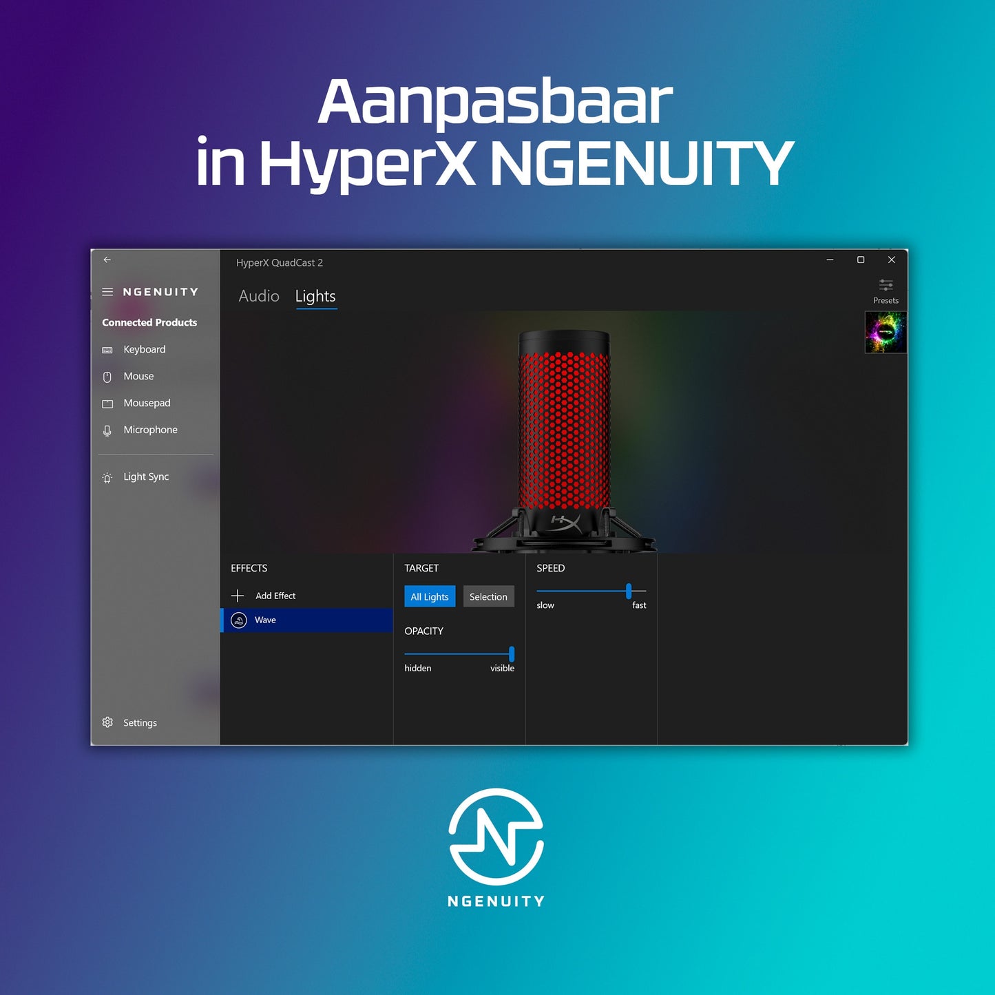 HyperX QuadCast 2 - USB Microphone (Zwart) - RGB Lighting Rood