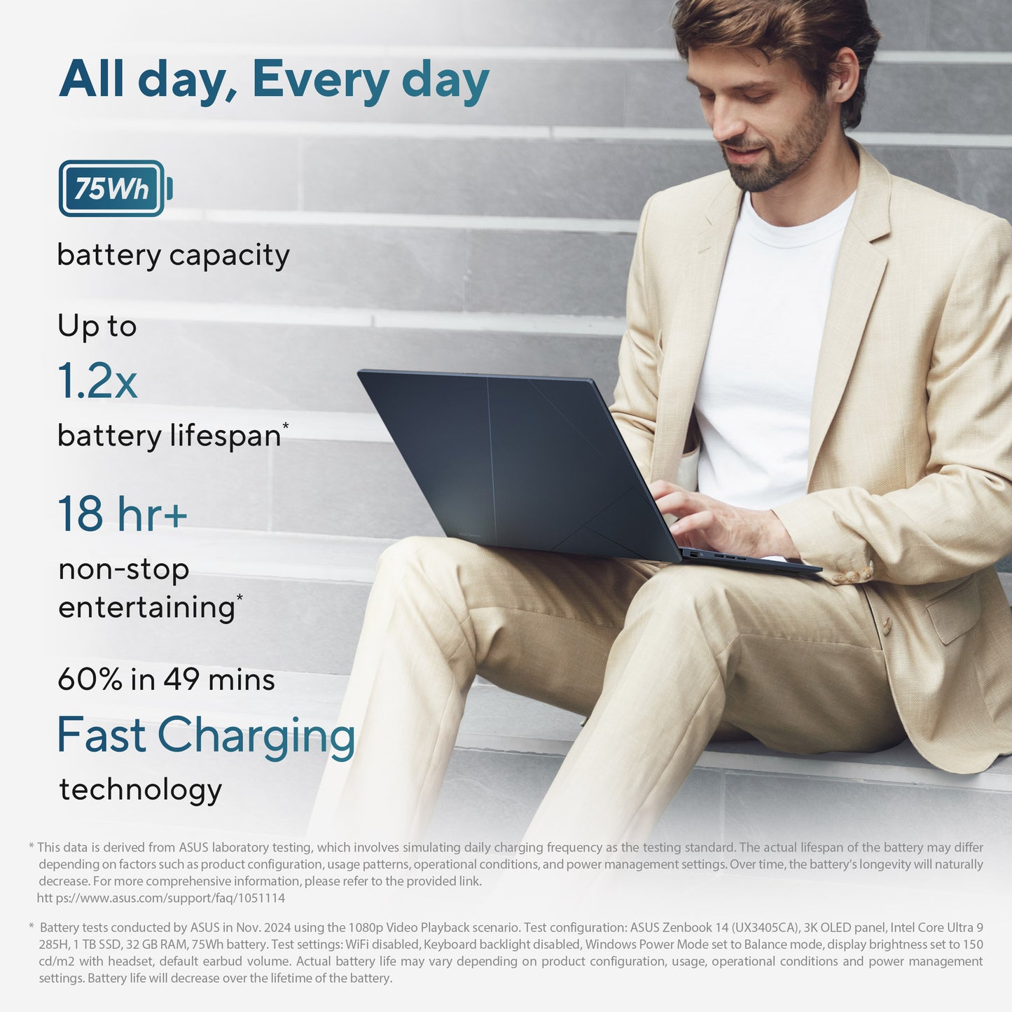 Zenbook 14UX3405CA-QL367W-BE, 14.0 60Hz WUXGA OLED Touch, Intel Core Ultra 9 285H, 32GB LPDDR5X, 1TB M.2 NVMe PCIe 4.0 SSD, Intel Arc Graph