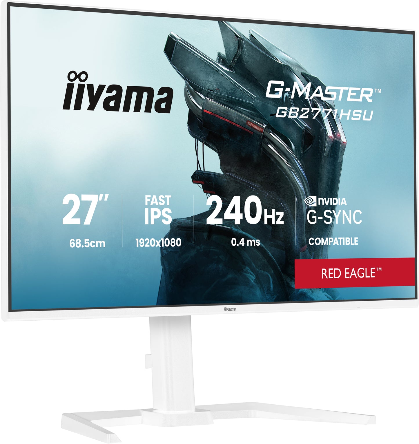 IIYAMA GB2771HSU-W1 27inch G-Master Red Eagle Fast IPS FHD 240Hz 350cd/m2 0.4ms 2xHDMI DP USB 3.2 USB Type-C Speakers 15cm Adj.