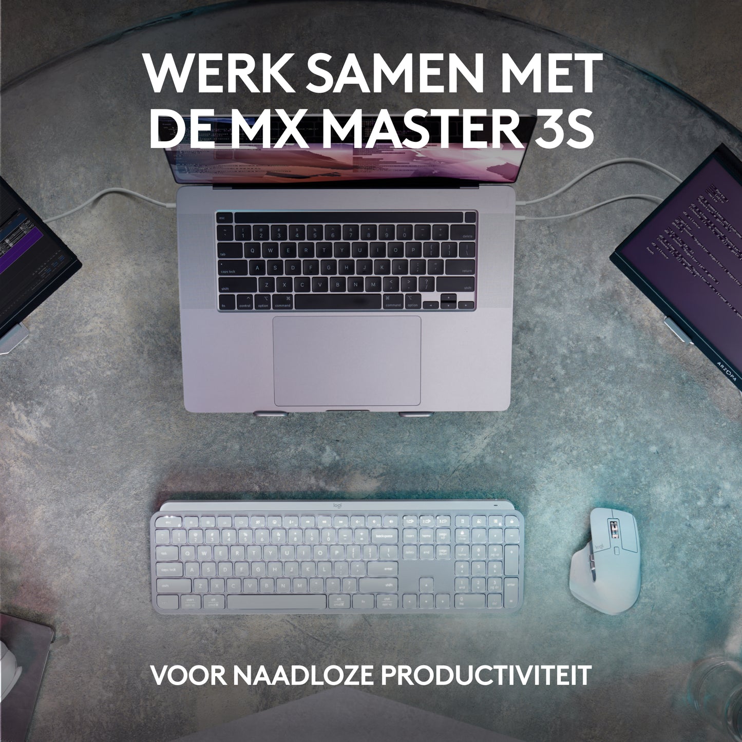 Logitech MX Keys S draadloos toetsenbord, BE Azerty, verlicht, Bluetooth, USB C oplaadbaar, voor Windows PC, Linux, Chrome, Mac