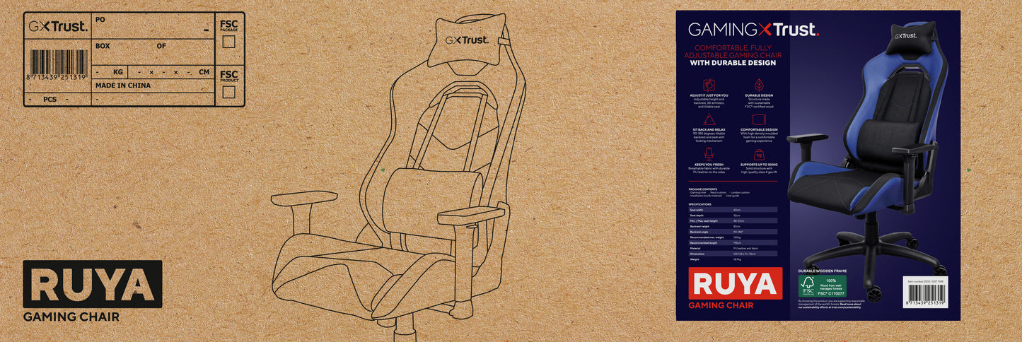 TRUST GXT714B RUYA GAMING CHAIR BLUE