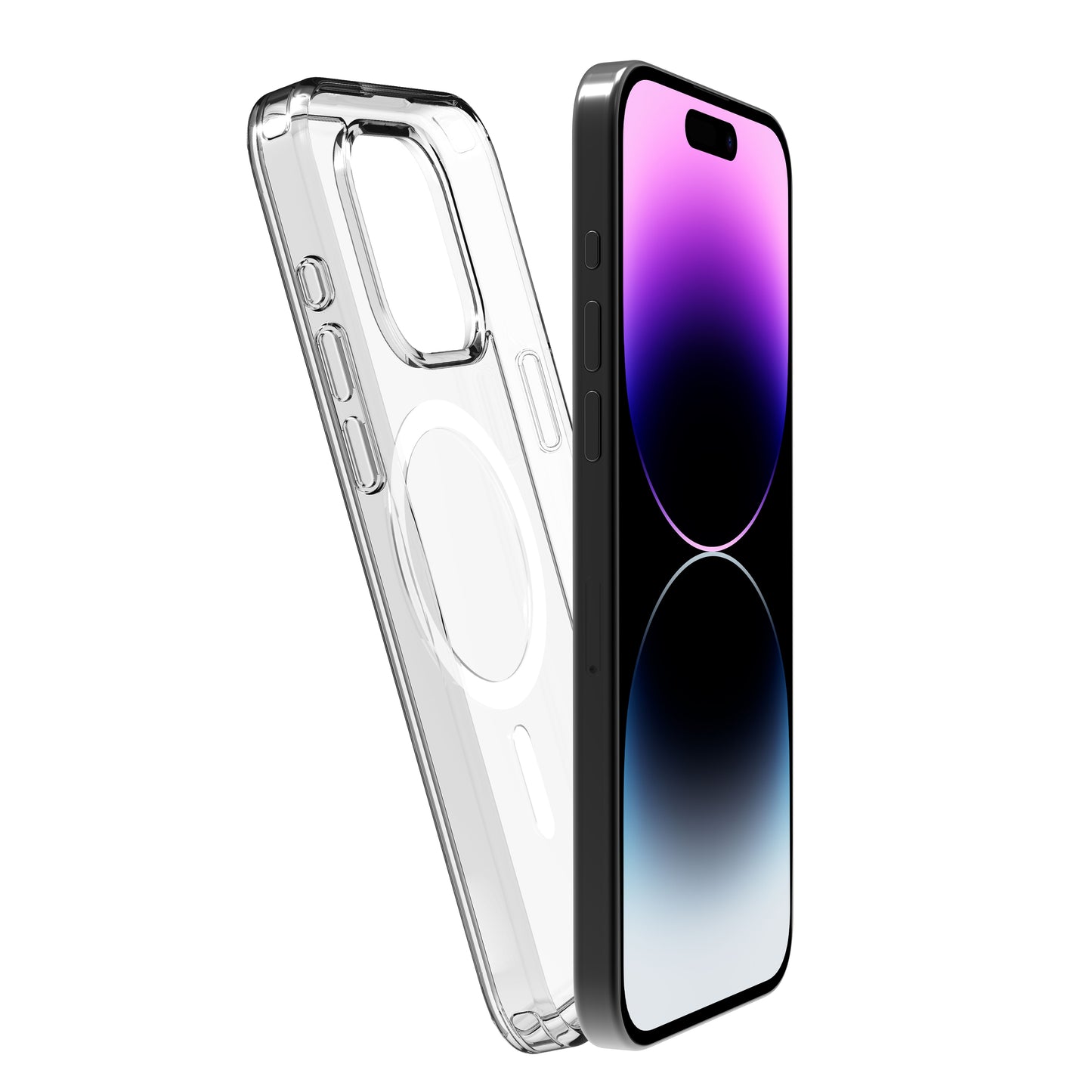 BeHello iPhone 15 Pro Max Clear Case Magnetic Ring Transparant