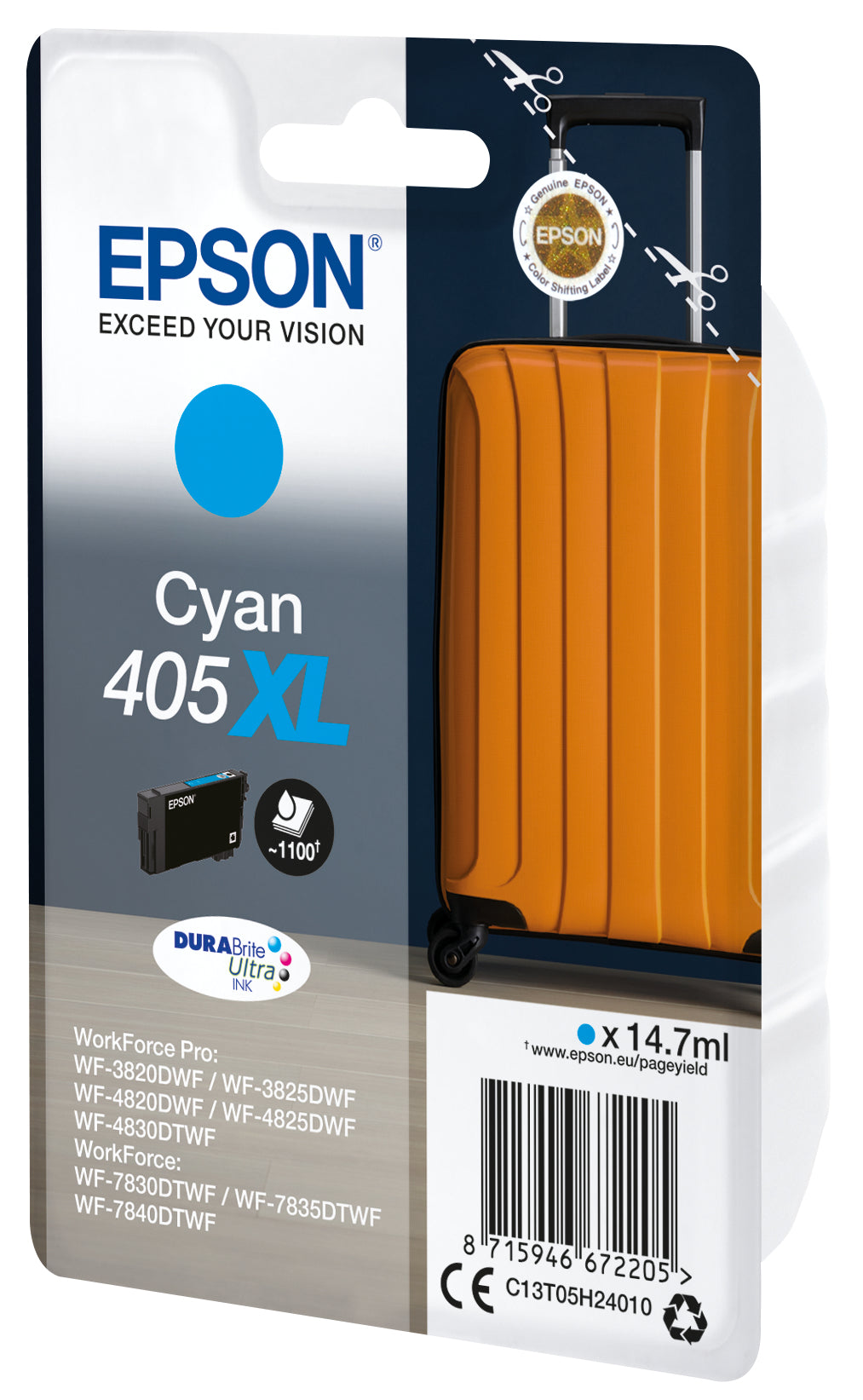 Singlepack Cyan 405XL DURABrite Ultra In C13T05H24010