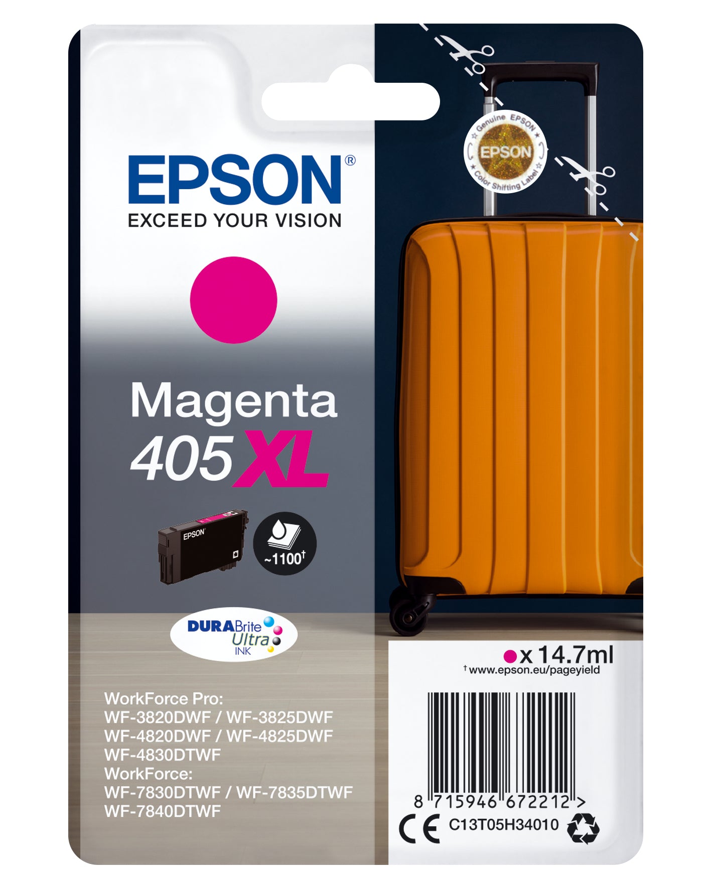 Singlepack Magenta 405XL DURABrite Ultra C13T05H34010