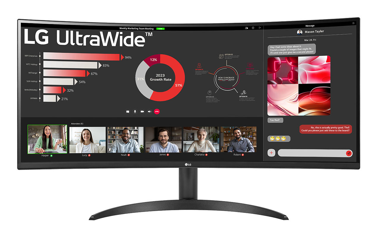 LG 34WR50QC-B.AEU 34inch VA Curved UW QHD 21:9 100Hz 3000:1 300cd/m 5ms 2xHDMI 2.0 DP HDR10 AMD FreeSync Black