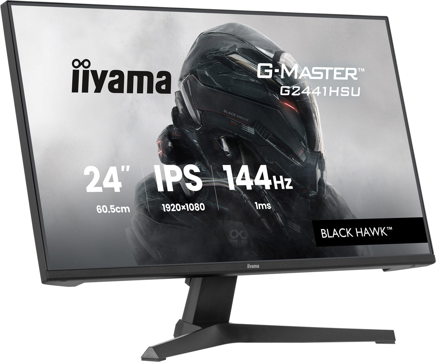 IIYAMA 24WIDE LCD, G-Master Black Hawk, 1920 x 1080, 144 Hz IPS panel, LED Bl., Freesync,  USB-Hub(2xOut v2.0), 350 cd/m², 1500:1 Static Co