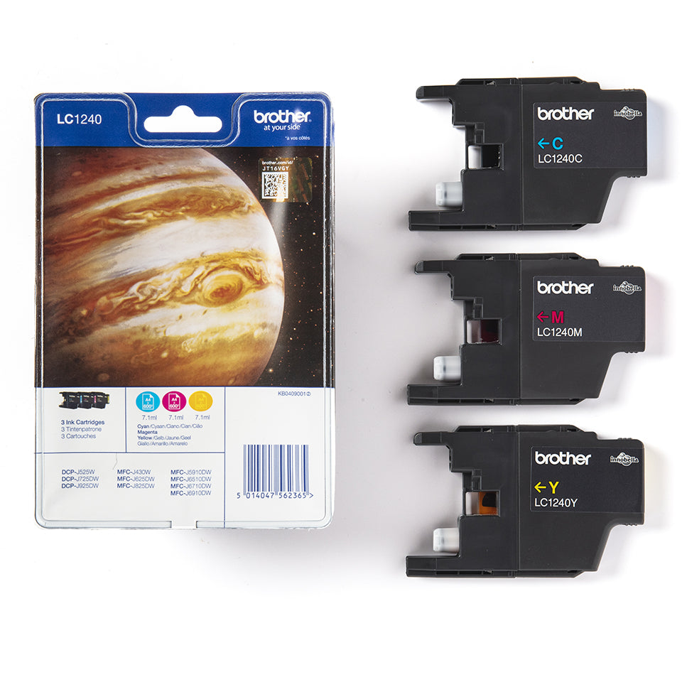 LC-1240 inktcartridge cyaan magenta en geel high capacity 600 pagina's 1-pack blister zonder alarm