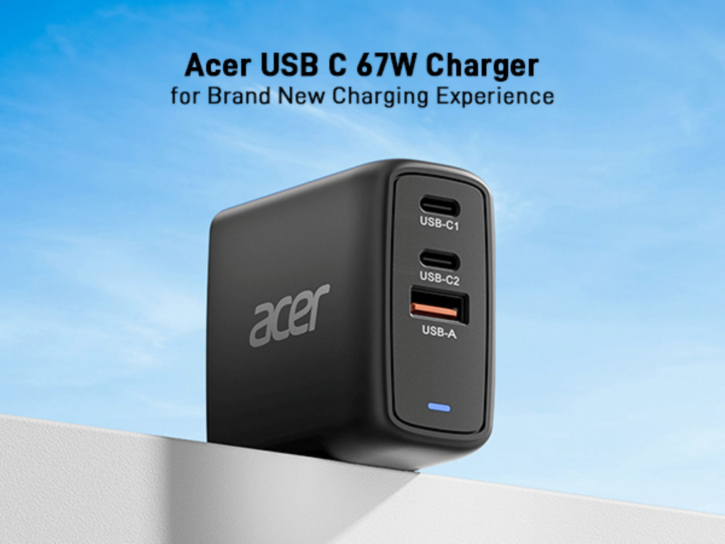 Acer 67W PD Charger, USB Port: 2C+1A, EU Plug, 100W USB-C Cable, Black (Retail Pack)