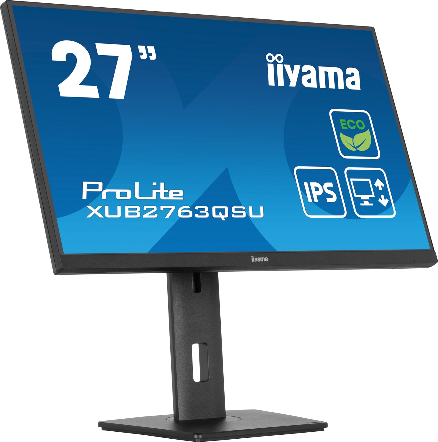IIYAMA XUB2763QSU-B1 Green Choice 27inch IPS WQHD 100Hz 350cd/m2 2ms HDMI DP 2xUSB 3.2 SpeakersFreeSync 15cm Height Adj. Stand