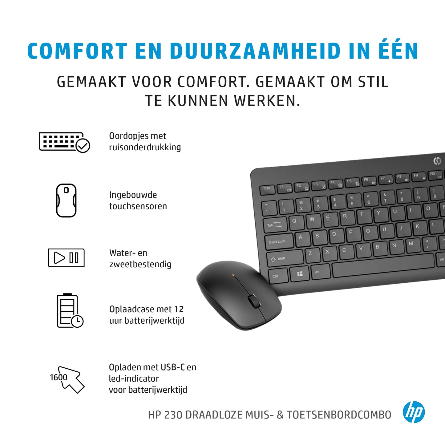 HP 230 Wireless Mouse and Keyboard Combo Azerty BE