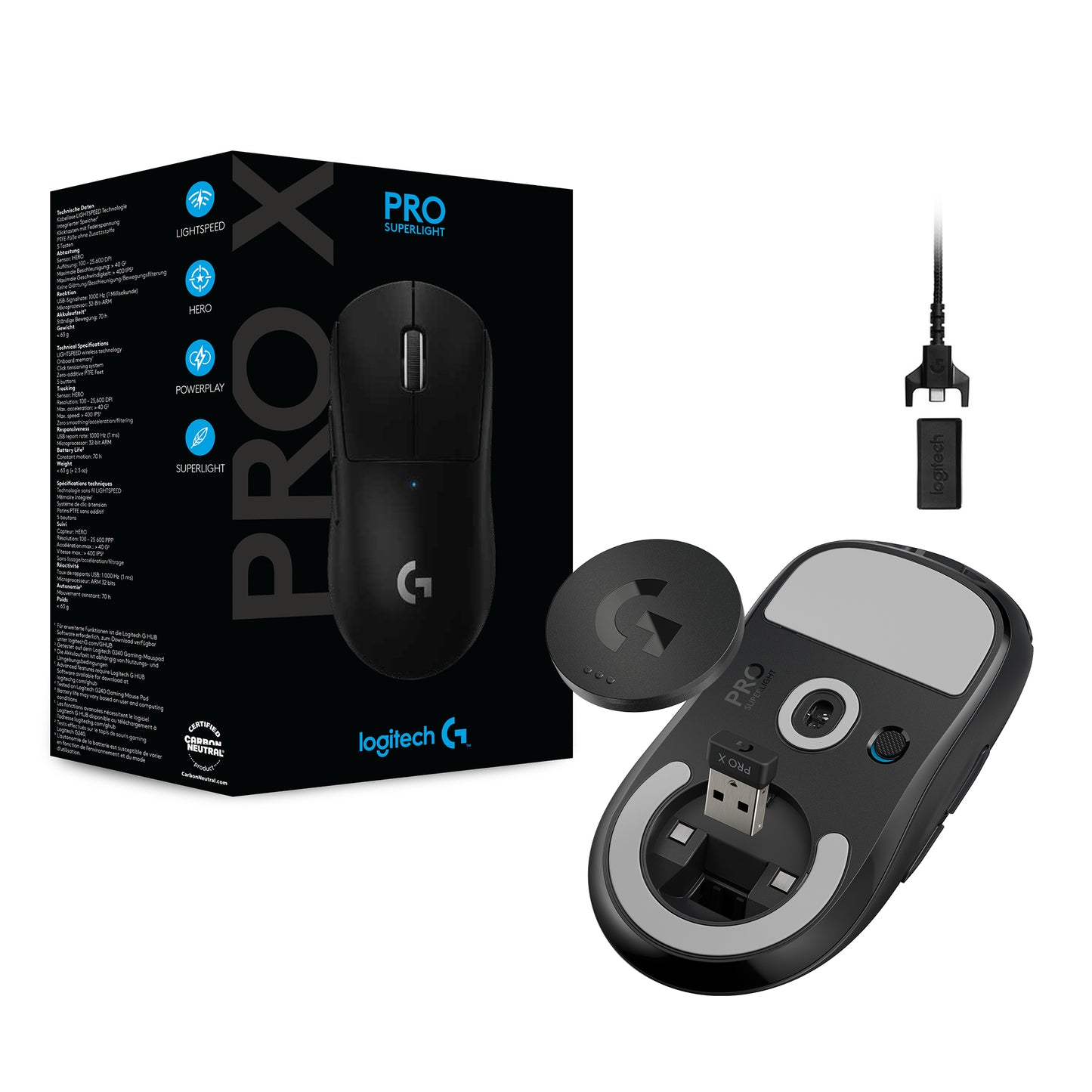 Logitech Mouse Pro X Superlight Lightspeed Wireless Black