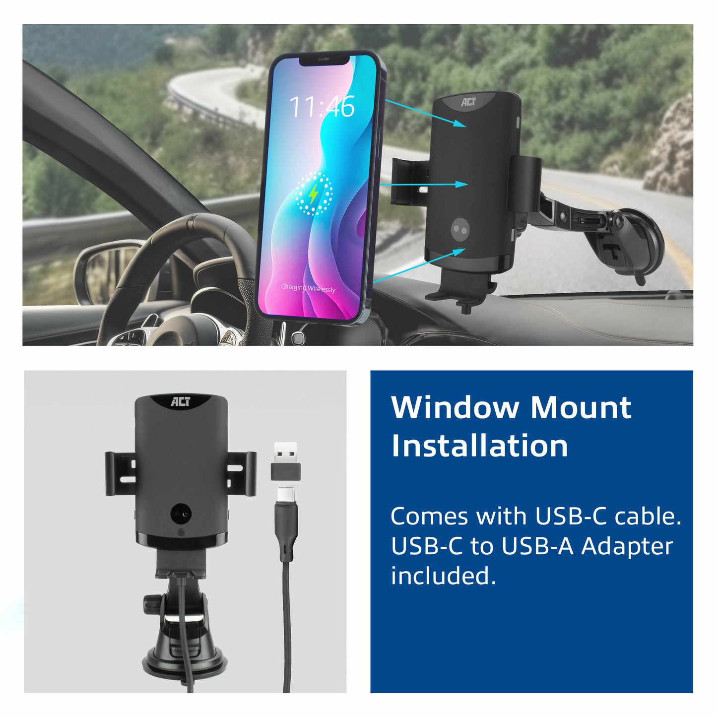 ACT Automatic smartphone car mount with wireless charging