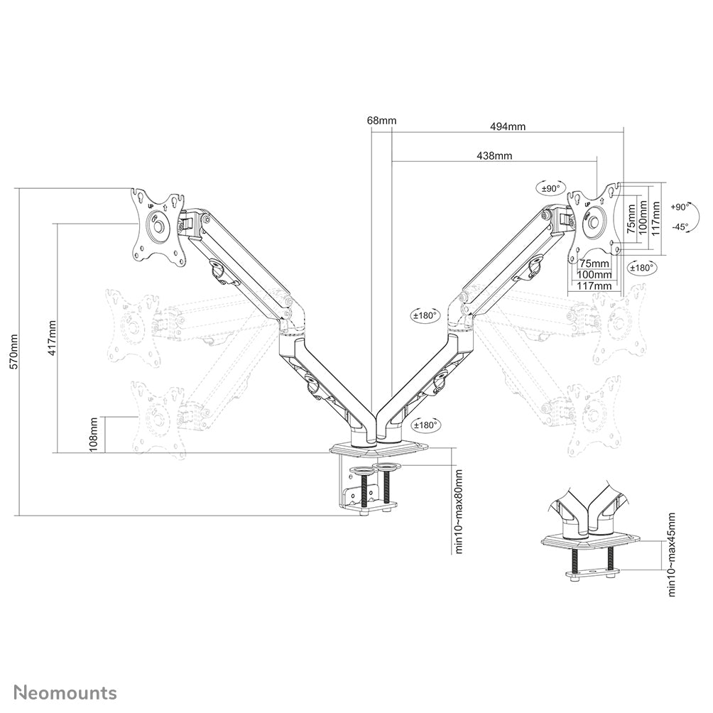 NewStar Flat Screen Desk Mount stand/gr