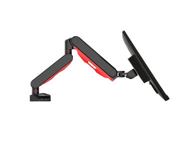 Gaming desk mount for single monitor with height adjustable gas spring. Deskmount with clamp or grommet. Monitor up to 9kg, VESA 75x75 or 10
