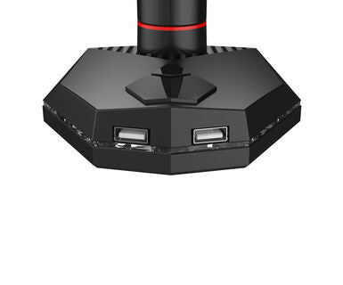 Gaming desk mount for single monitor with height adjustable gas spring. Deskmount with clamp or grommet. Monitor up to 9kg, VESA 75x75 or 10