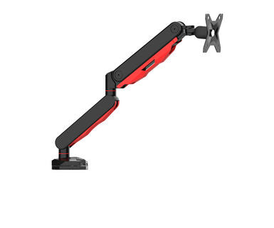 Gaming desk mount for single monitor with height adjustable gas spring. Deskmount with clamp or grommet. Monitor up to 9kg, VESA 75x75 or 10