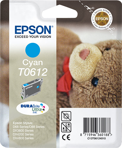 EPSON T0612 inktcartridge cyaan standard capacity 8ml 250 pagina s 1-pack blister zonder alarm
