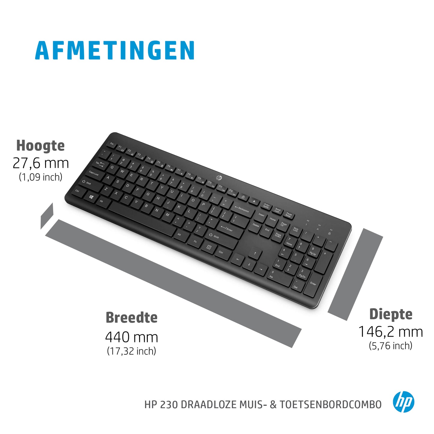 HP 230 Wireless Mouse and Keyboard Combo(Black) - QWERTY Int'l
