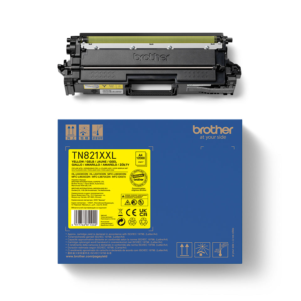 BROTHER TN-821XXLY Ultra High Yield Yellow Toner Cartridge for EC Prints 12000 pages